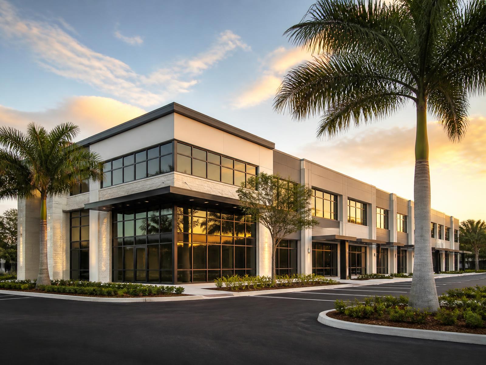 Meridian Commerce Park in West Palm Beach — impact glass installation by Window Lady