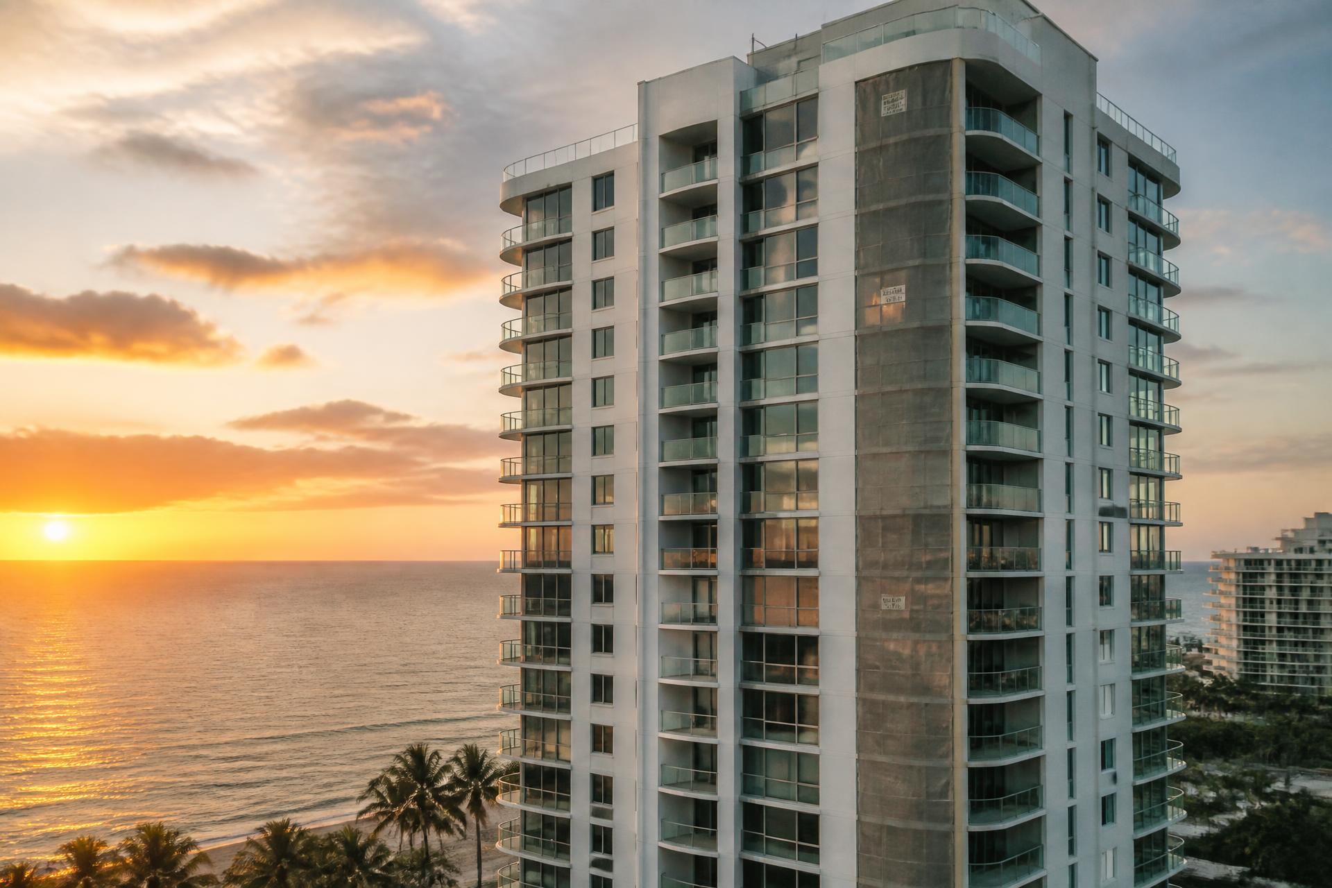 Oceanfront condominium tower mid impact-window retrofit, one stack at a time